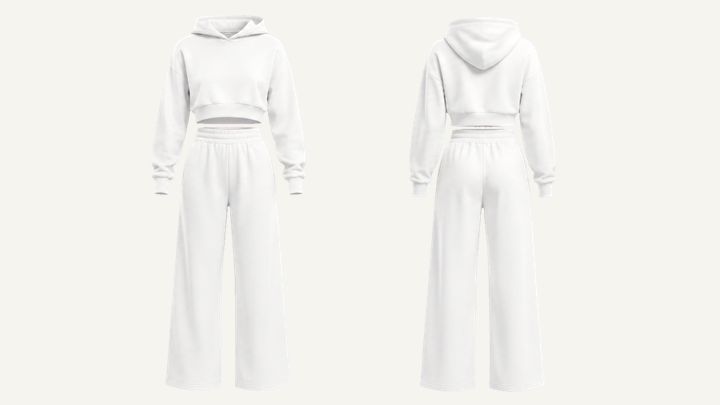 Cropped Hoodie and Sweatpants Set — True White Clean Reactive Solid design