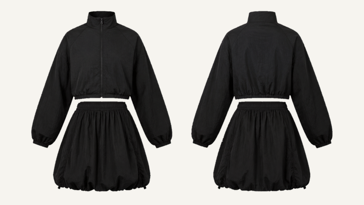 Cropped Jacket and Skirt Set — True Black Overdyed design