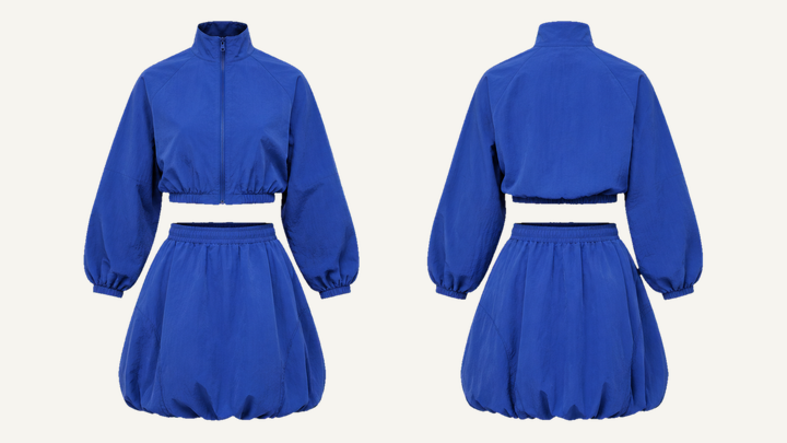 Cropped Jacket and Skirt Set — Cobalt HSL Master Matte Panel Wash design