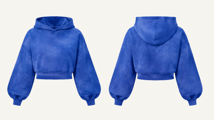 Cropped Pullover Hoodie — Cobalt HSL Master Tonal Cloud Wash design