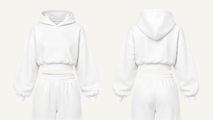 Cropped Pullover Hoodie — True White Clean Reactive Solid design