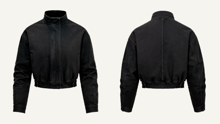 Cropped Women's Jacket — True Black Overdyed design