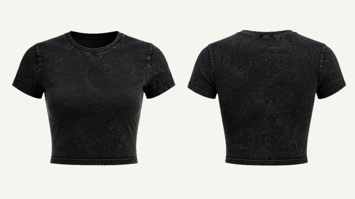 Cropped Women's T-Shirt — True Black Tonal Mineral Wash design