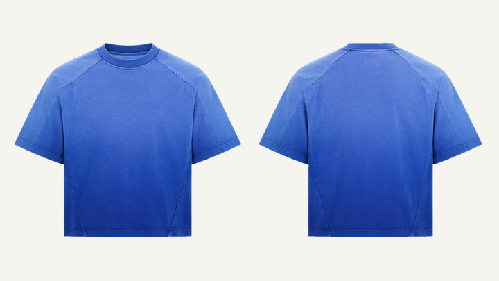 Cut-and-sew Panel T-Shirt — Cobalt HSL Master Tonal Dip Dye Ombre design
