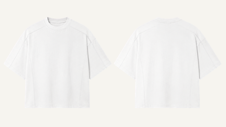 Cut-and-sew Panel T-Shirt — True White Vintage Soft Wash design