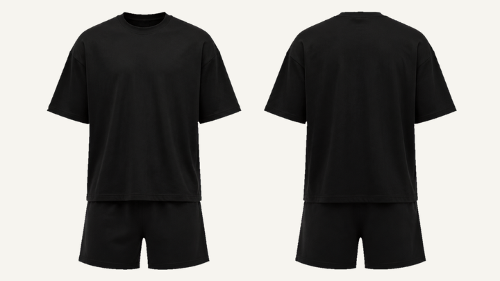 Drop-shoulder T-Shirt — True Black Overdyed design