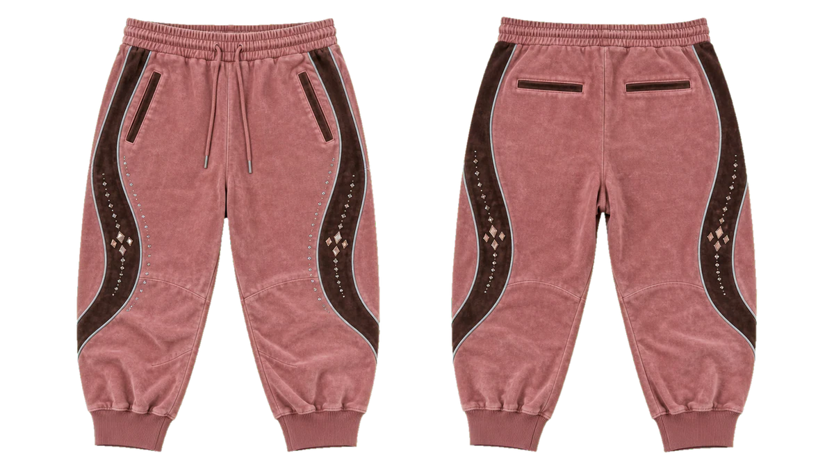 Dusty Rose Chocolate Velour Three-Quarter Joggers design