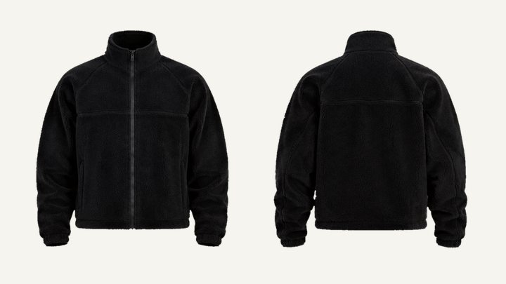 Fleece Jacket — True Black Matte Panel Wash design