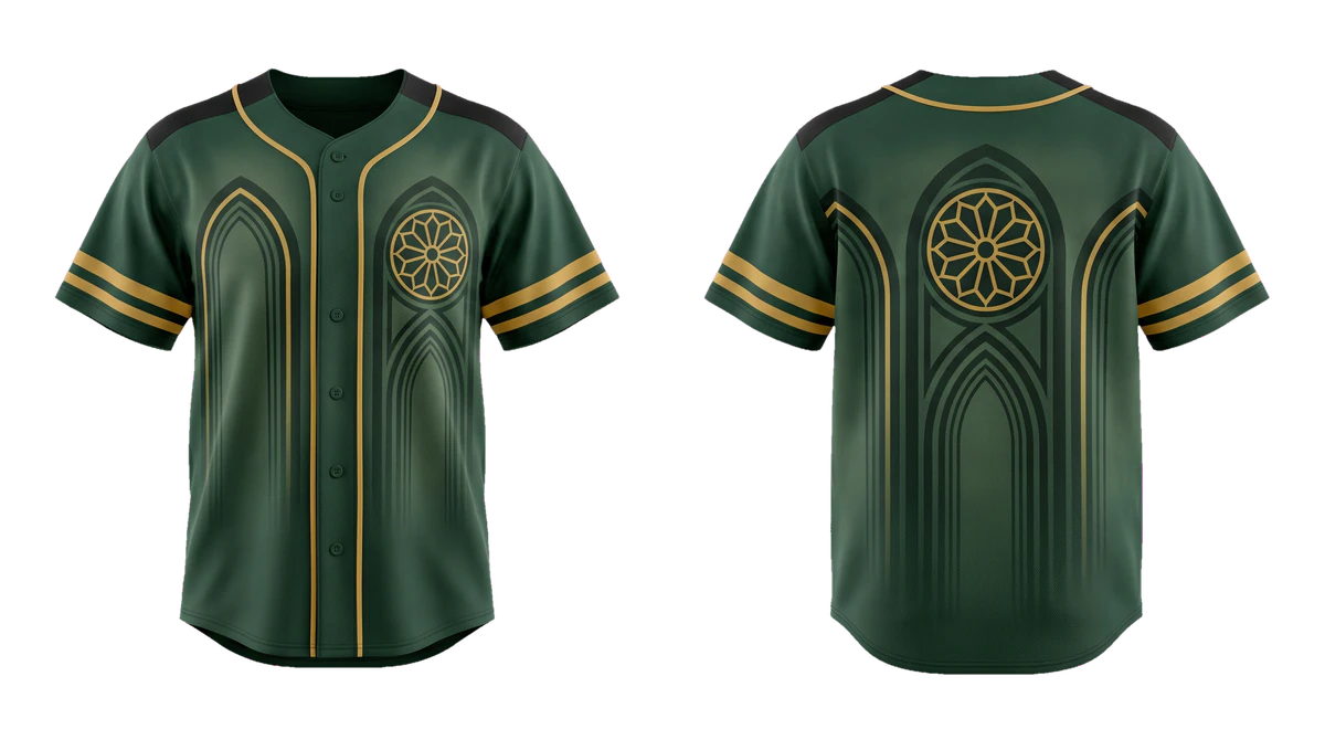 Forest Gold Cathedral Baseball Jersey design