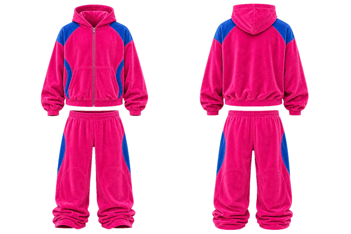Fuchsia Cobalt Halo baggy tracksuit design