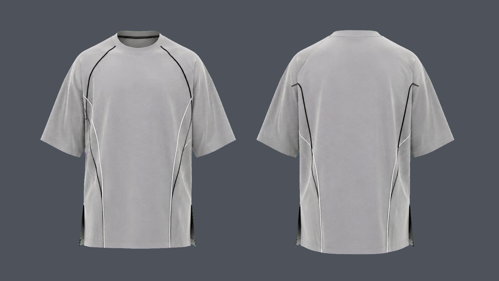 Circuit Long Tee — Stone grey design