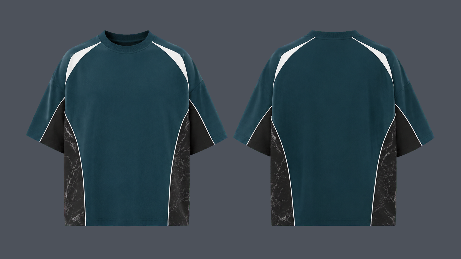 Rib Collar Box Tee — Deep teal design