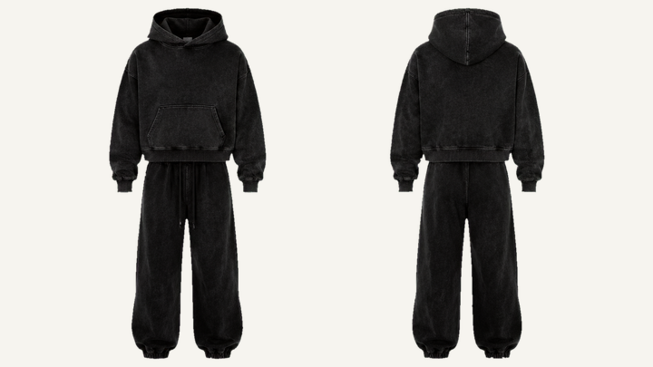 Heavyweight Fleece Hoodie — True Black Tonal Mineral Wash design