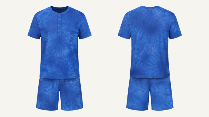 Henley T-Shirt — Cobalt HSL Master Tonal Ice Geode Dye design