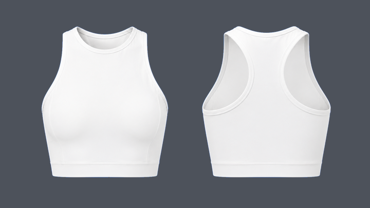 High-Neck Compression Crop — True White design