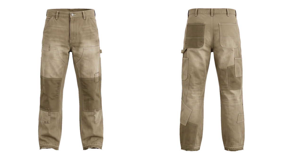 Khaki Double-Knee Work Pants design