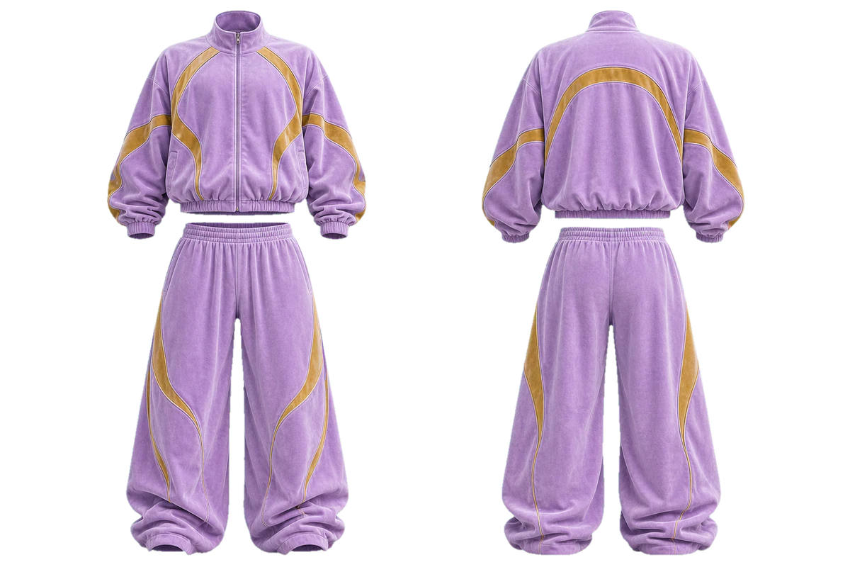 Lavender Amber Mirage baggy tracksuit design