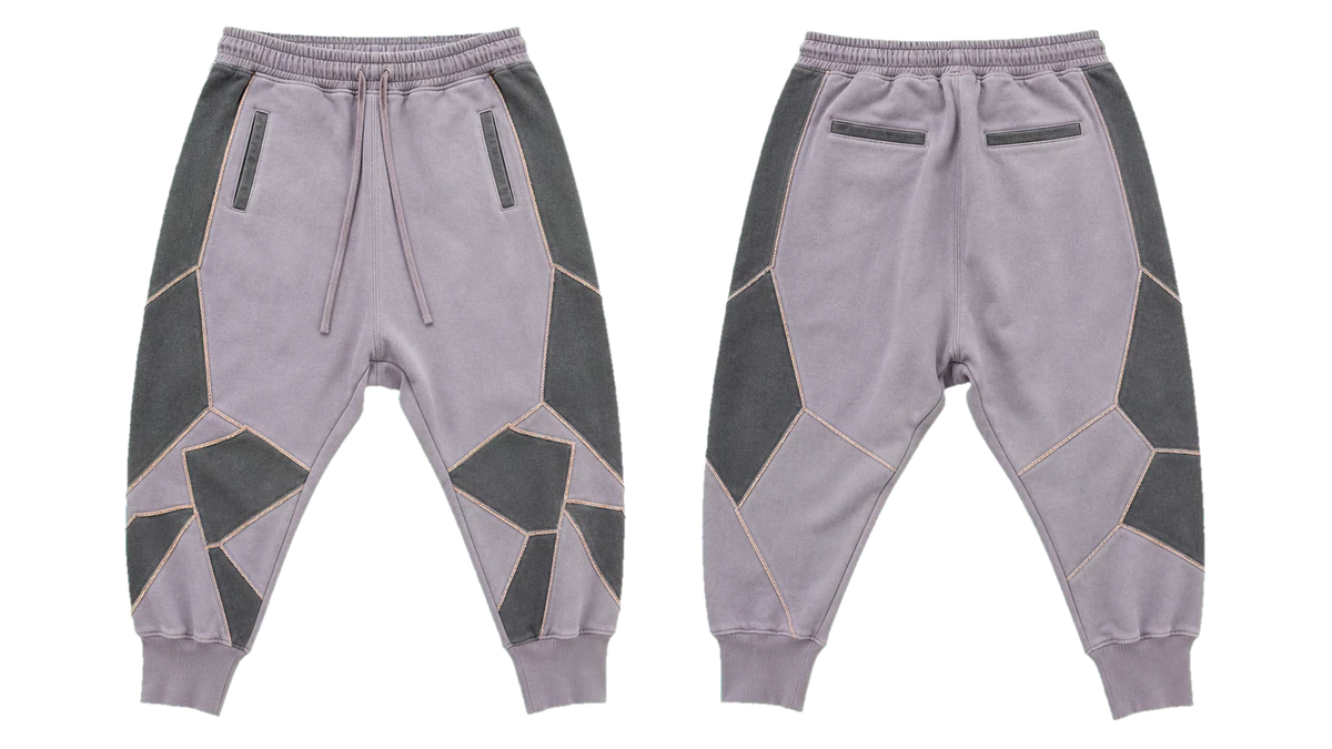 Lavender Charcoal Fracture Three-Quarter Joggers design