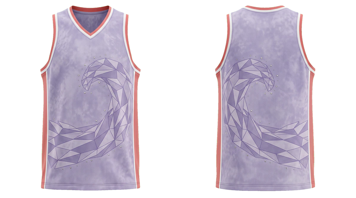 Lavender Coral Crystalwave Basketball Jersey design