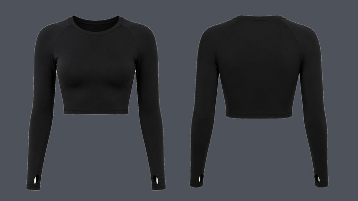Long-Sleeve Compression Crop — True Black design