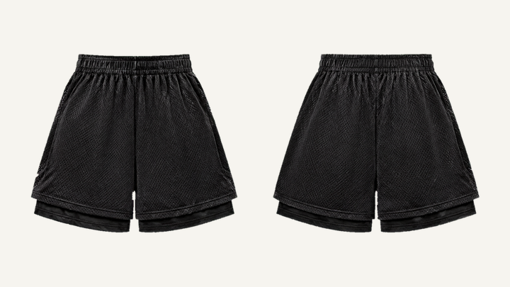 Mesh Athletic Shorts — True Black Denim Stone Wash design