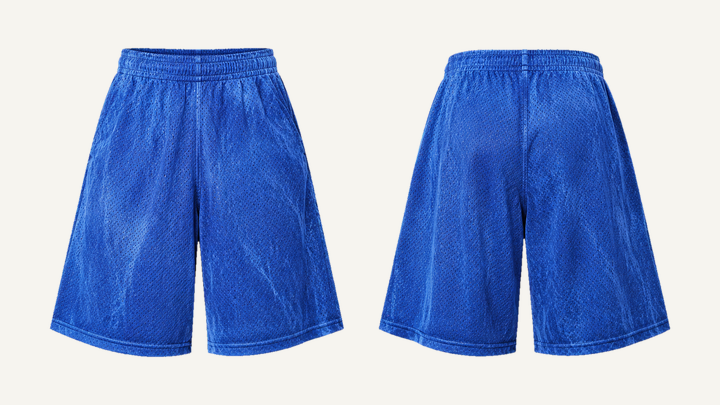 Mesh Athletic Shorts — Cobalt HSL Master Tonal Crinkle Dye design