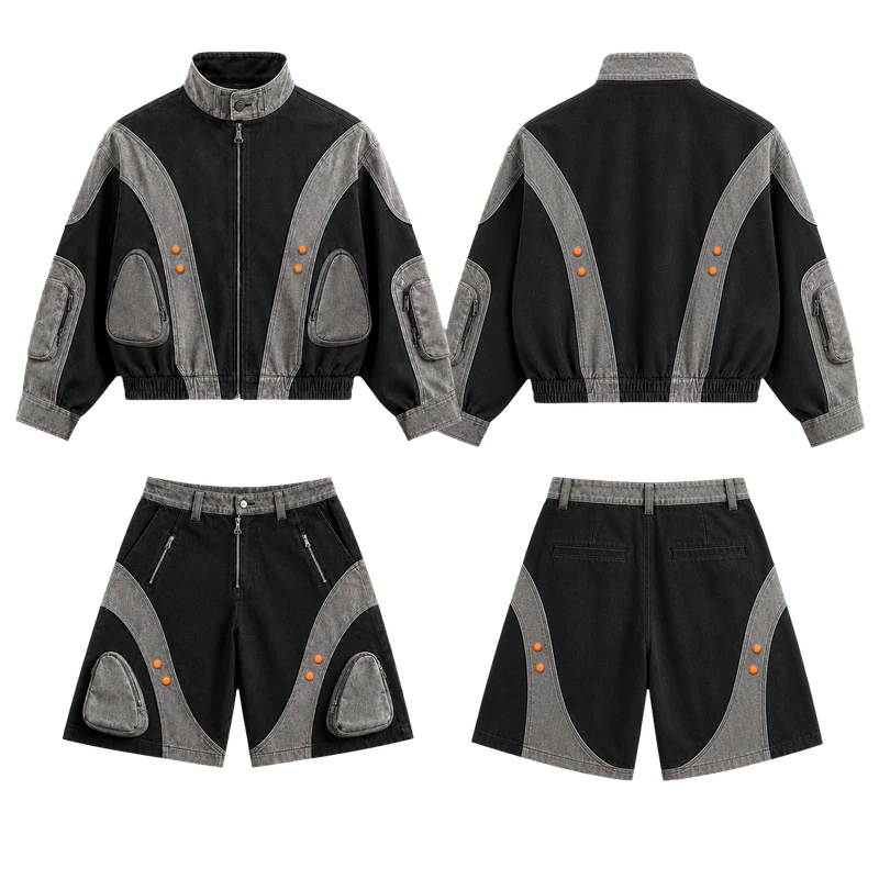 Moto jacket and shorts set design