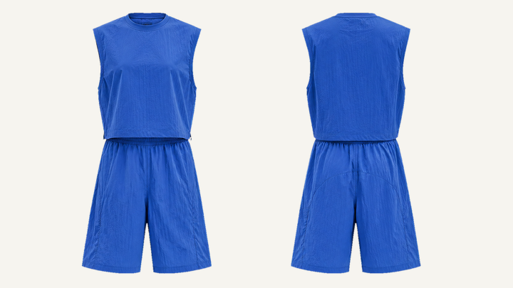 Muscle T-Shirt and Shorts Set — Cobalt HSL Master Technical Crinkle Rinse design