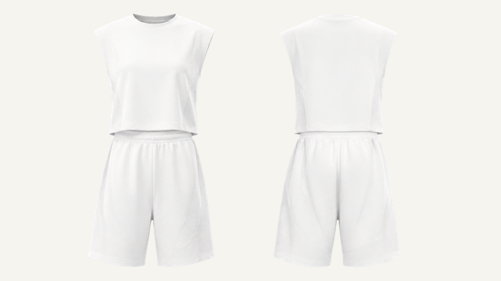 Muscle T-Shirt and Shorts Set — True White Brushed Soft Finish design