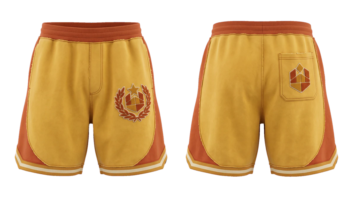 Mustard Varsity Chenille Shorts design