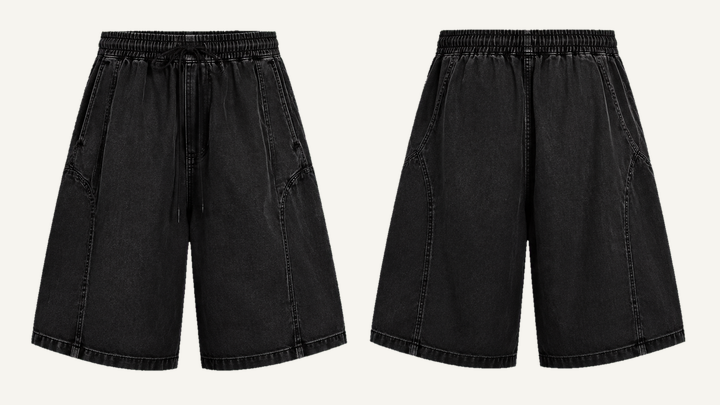 Nylon Track Shorts — True Black Stone Wash design