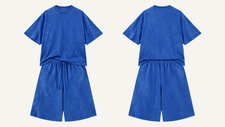 Nylon Track Shorts — Cobalt HSL Master Tonal Wave Wash design