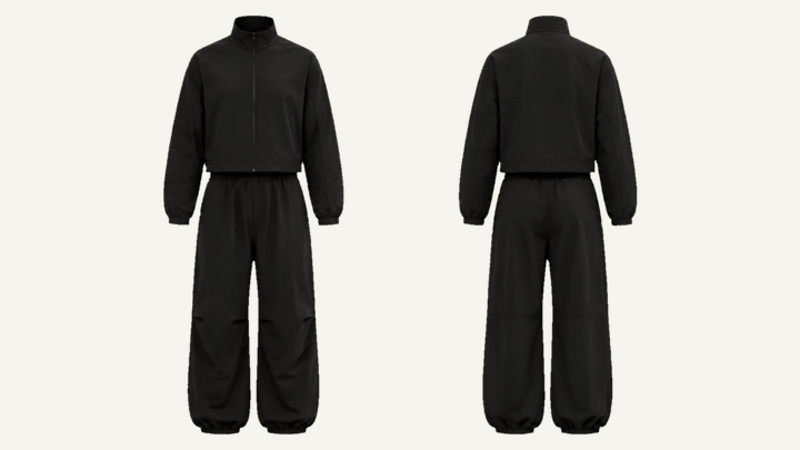 Nylon Tracksuit — True Black Matte Panel Wash design