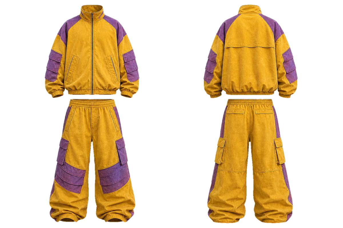 Ochre Violet Quarry baggy tracksuit design