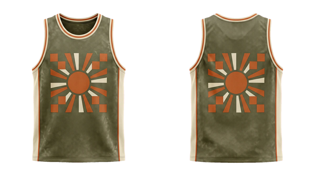 Olive Cream Solar Grid Basketball Jersey design