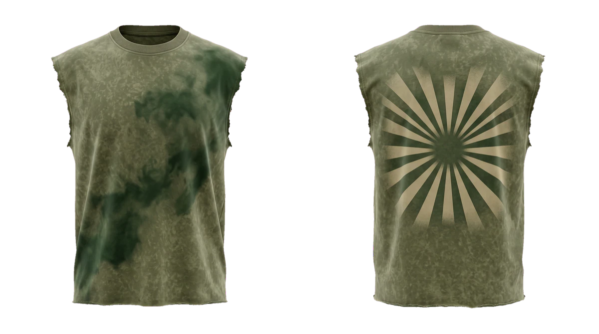 Olive Mineral-Wash Muscle T-shirt design