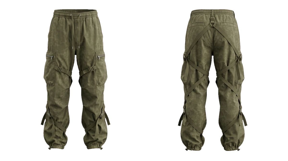 Olive Parachute Pants design