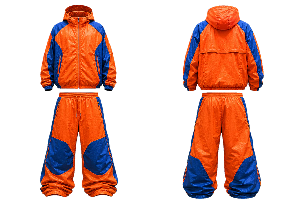 Orange Sapphire Avalanche baggy tracksuit design