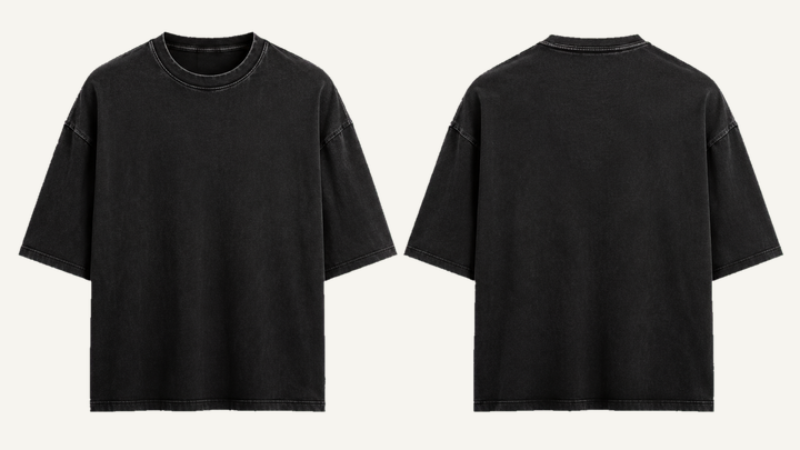 Oversized Heavyweight T-Shirt — True Black Stone Wash design