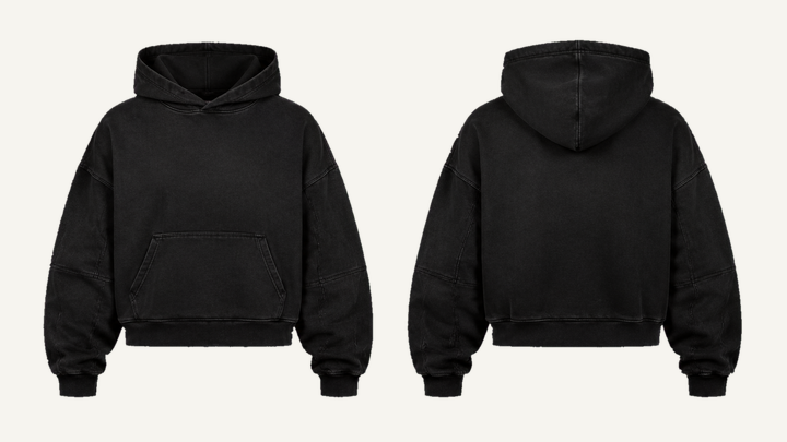 Oversized Pullover Hoodie — True Black Pigment Dyed design