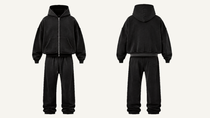 Oversized Zip Hoodie — True Black Stone Wash design