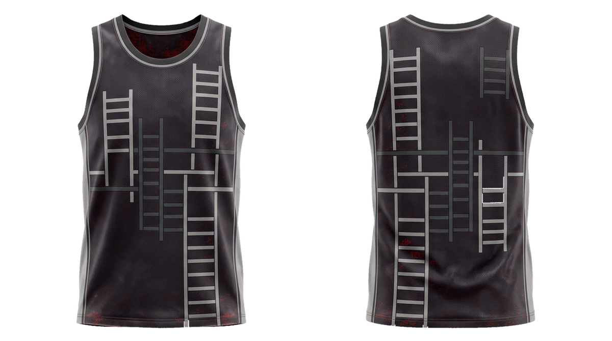 Oxblood Silver Ladder Basketball Jersey design