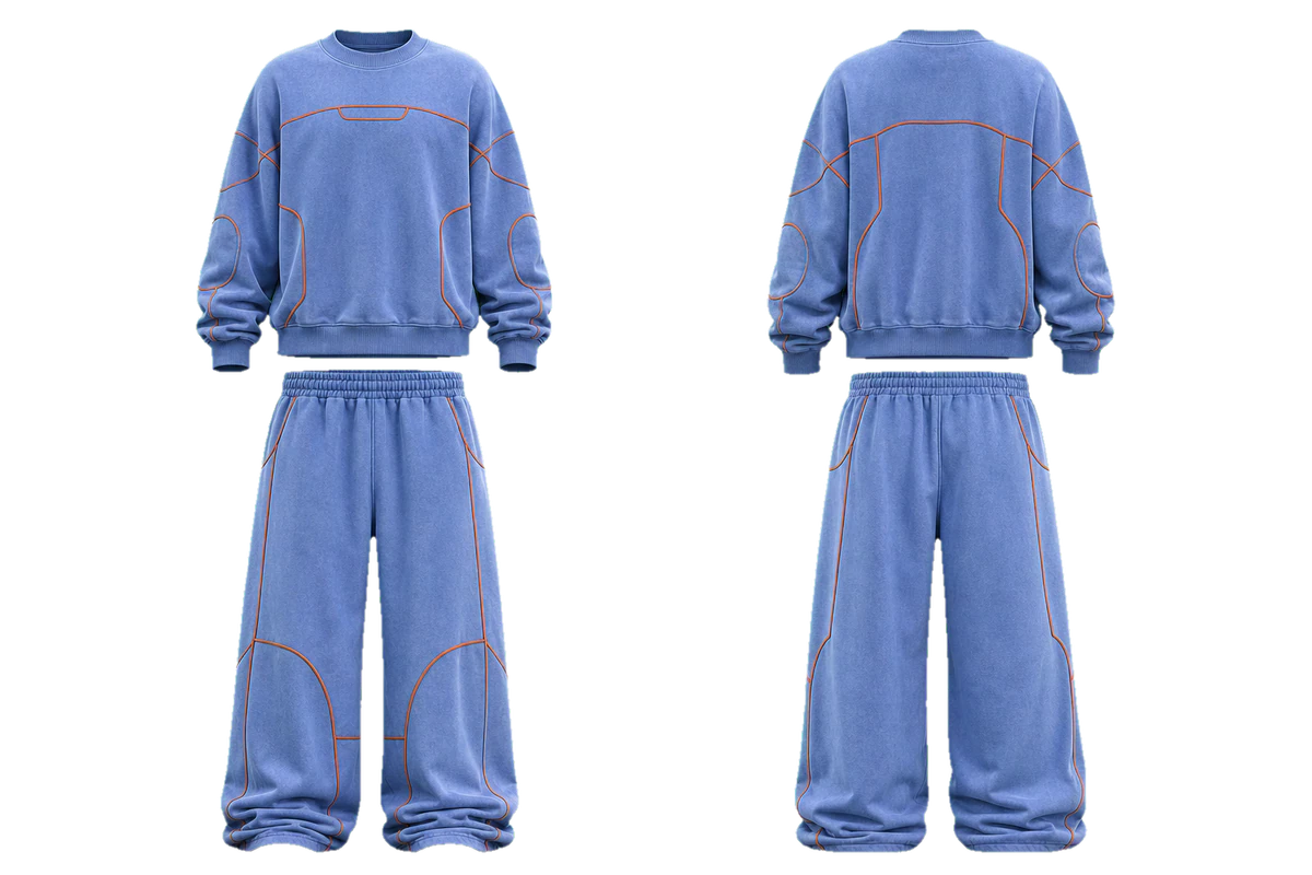 Periwinkle Rust Circuit baggy tracksuit design