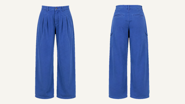 Pleated Wide Trousers — Cobalt HSL Master Pigment Dyed design