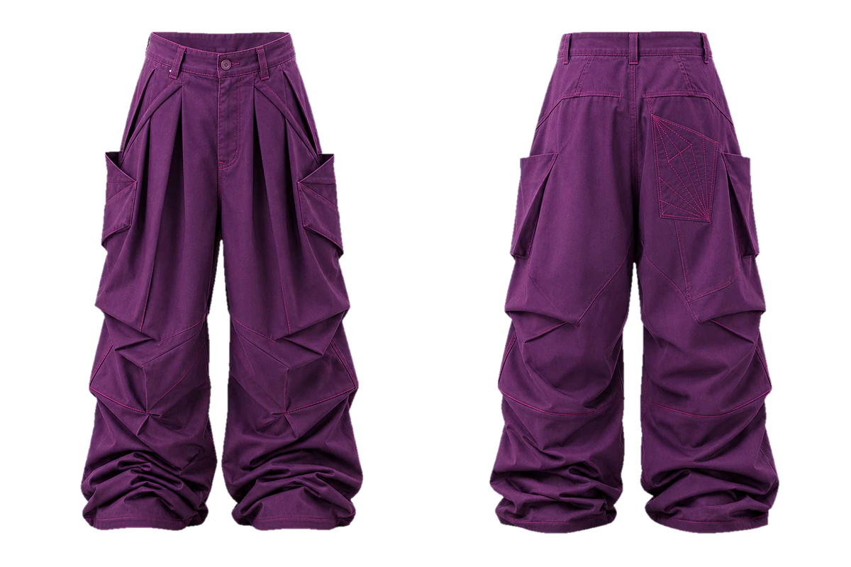 Plum Pleated Utility trousers design