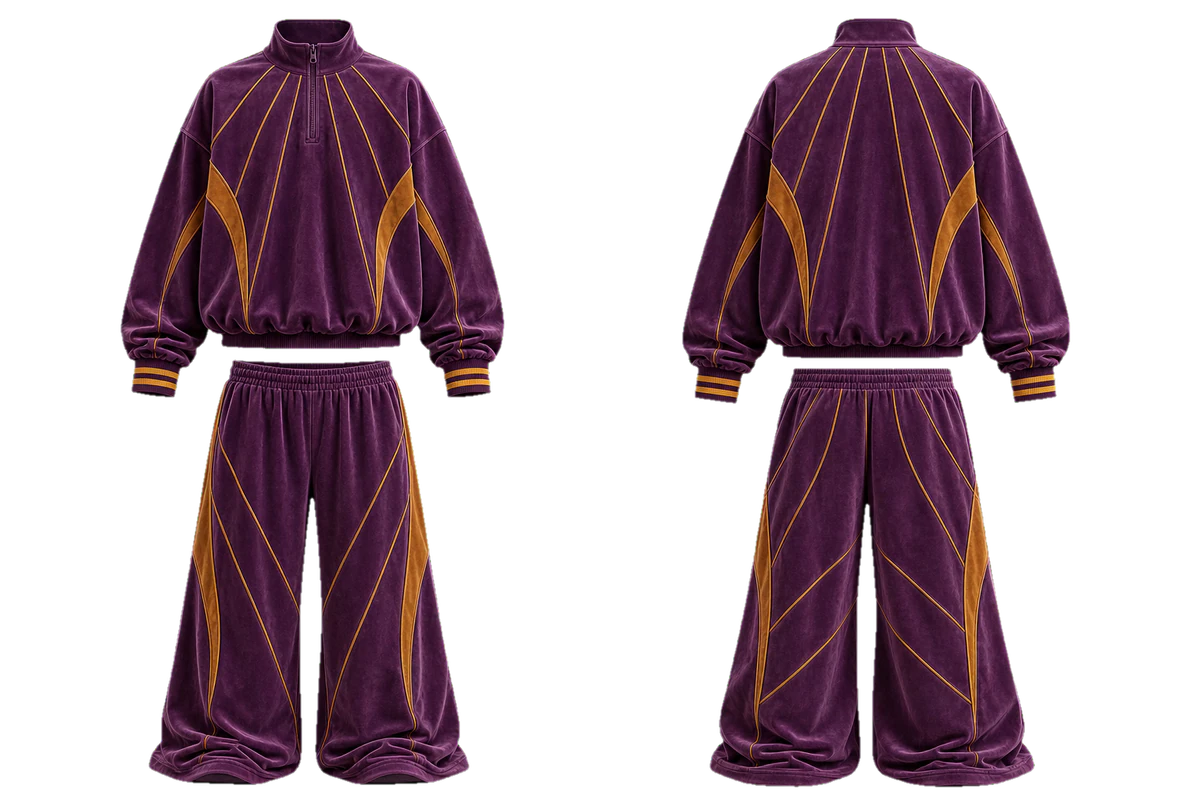 Plum Sunburst Motion baggy tracksuit design