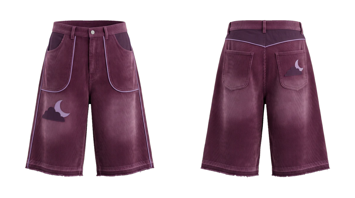 Plum Wide-Leg Corduroy Shorts design