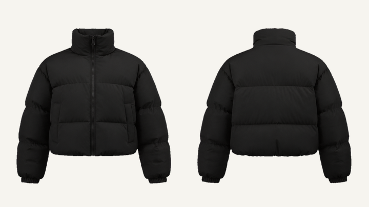 Puffer Jacket — True Black Matte Panel Wash design