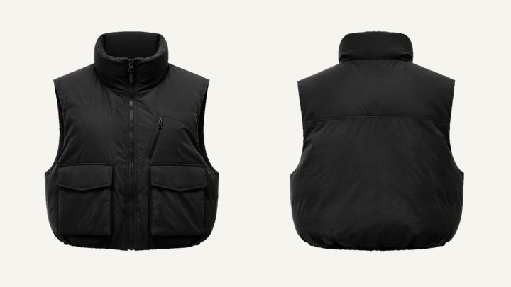 Puffer Vest — True Black Sun and Seam Fade design