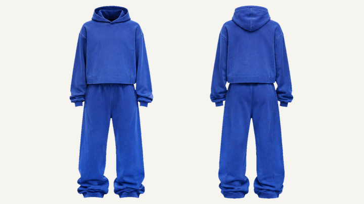 Pullover Hoodie and Sweatpants Set — Cobalt HSL Master Pigment Dyed design